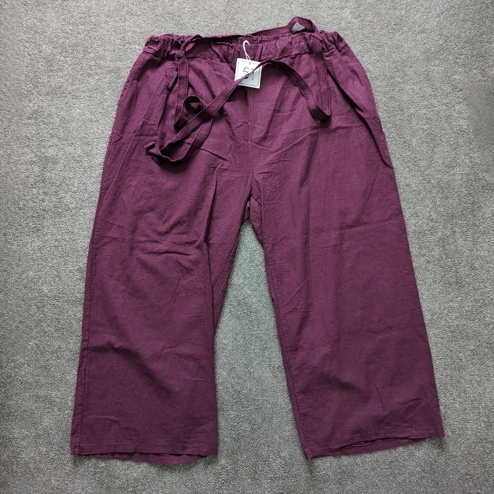 Civico 51 Natural 100% Linen Bohemian Pants Size 3X Ruby color